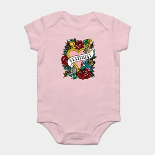 Feminist Tattoo Heart Baby Bodysuit